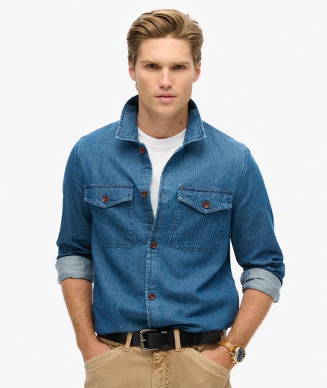 Superdry & Co Men’s The Merchant Store – Indigo Overshirt Blue Indigo Herringbone – Size: Xxl Superdry & Co Men’s The Merchant Store – Indigo Overshirt Blue Indigo Herringbone – Size: Xxl