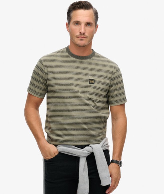 Superdry & Co Men’s Textured Stripe Pocket shirt Dark Grey Washed Olive Stripe – Size: Xxl Superdry & Co Men’s Textured Stripe Pocket shirt Dark Grey Washed Olive Stripe – Size: Xxl