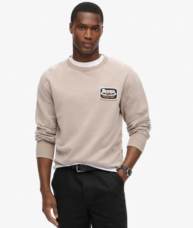 Superdry & Co Mens Loose Fit Embroidered Logo Mechanic Crew Sweatshirt, Grey, Size: Superdry & Co Mens Loose Fit Embroidered Logo Mechanic Crew Sweatshirt, Grey, Size: