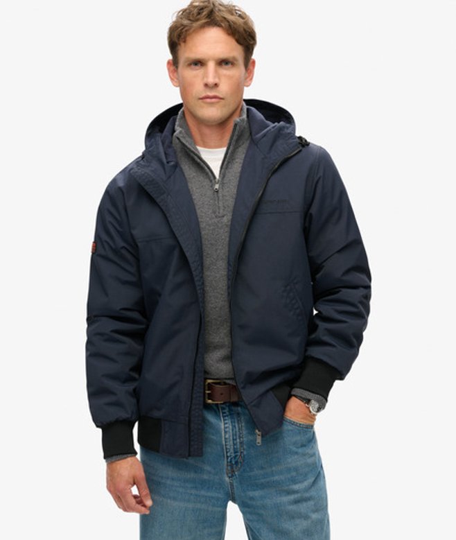 Superdry & Co Men’s Surplus Nylon Hooded Bomber Jacket Navy Eclipse Navy – Size: Superdry & Co Men’s Surplus Nylon Hooded Bomber Jacket Navy Eclipse Navy – Size: