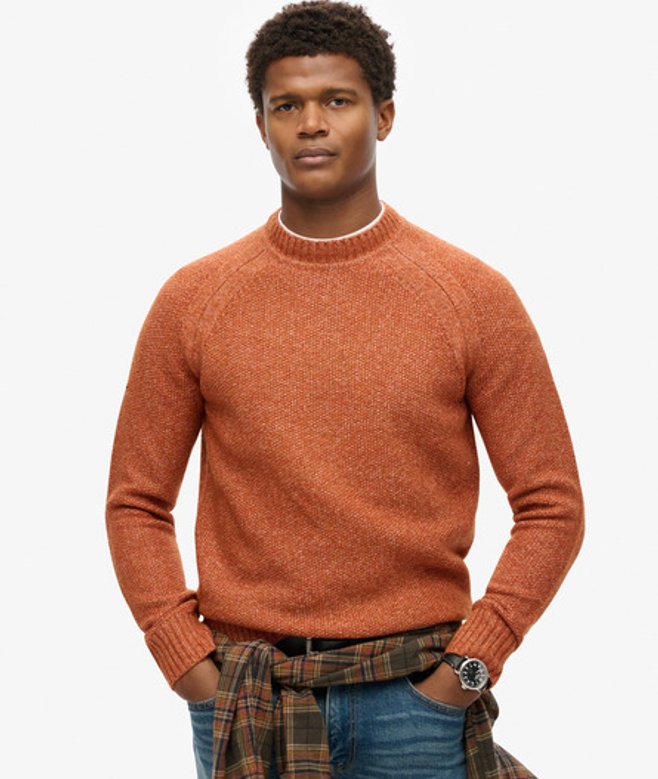 Superdry & Co Men’s Chunky Raglan Jumper Orange Sequoia Brown – Size: