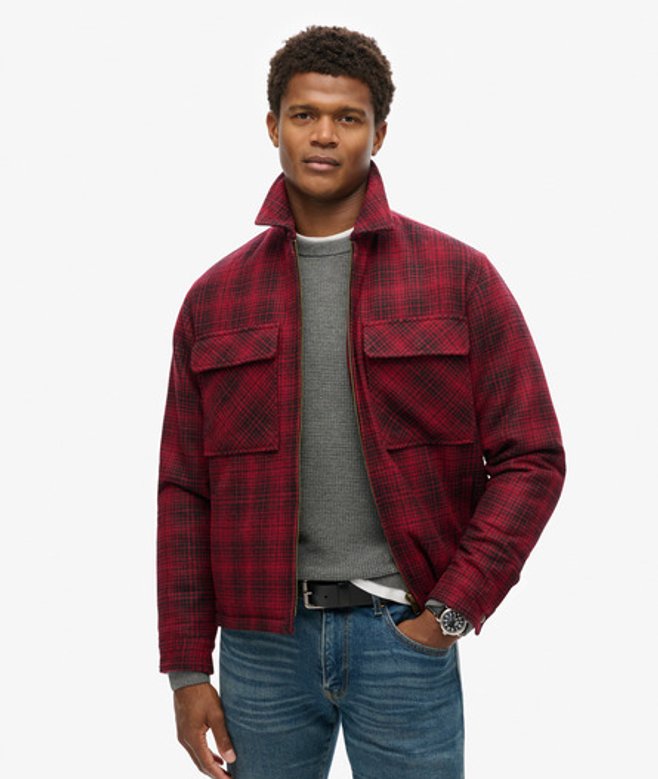 Superdry & Co Men’s Surplus Wool Check Zip Through Overshirt Red Haze Scarlett Ombre – Size: Xxl Superdry & Co Men’s Surplus Wool Check Zip Through Overshirt Red Haze Scarlett Ombre – Size: Xxl