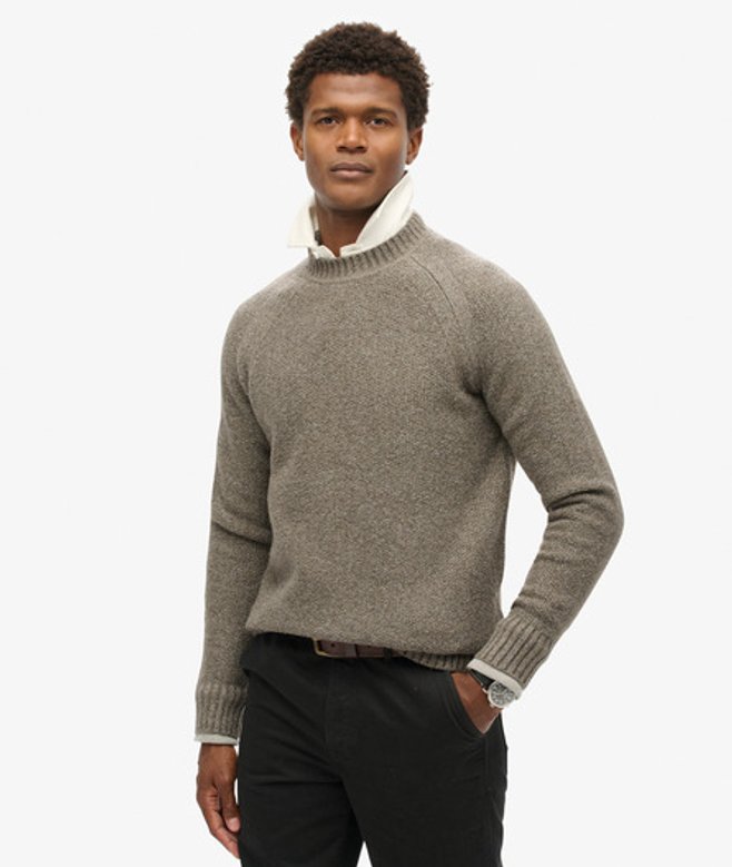 Superdry & Co Men’s Chunky Raglan Jumper Brown Walnut Brown – Size: