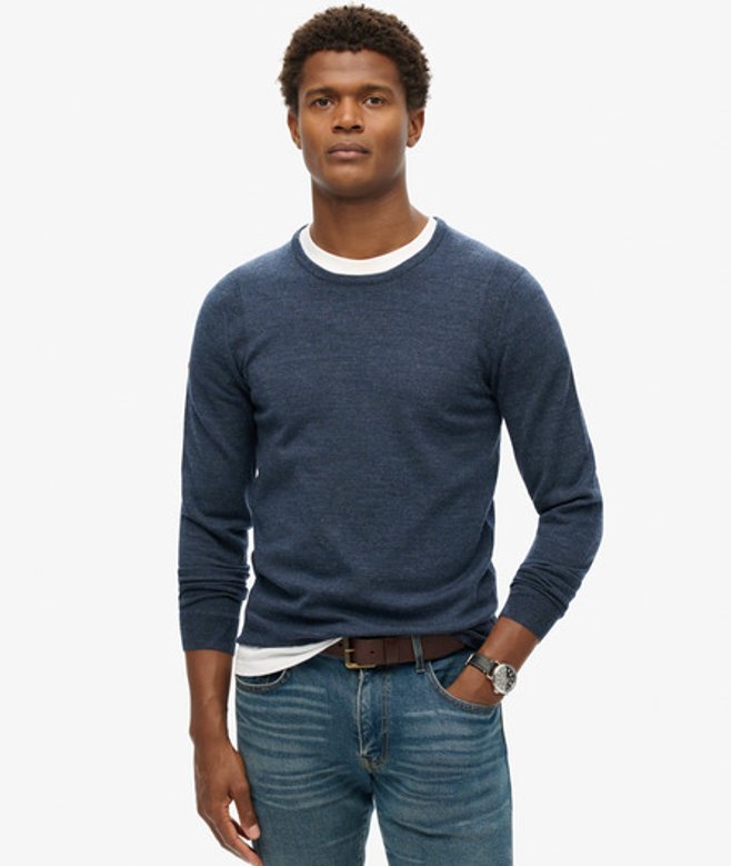Superdry & Co Men’s Merino Crew Jumper Navy Richest Navy – Size: Superdry & Co Men’s Merino Crew Jumper Navy Richest Navy – Size: