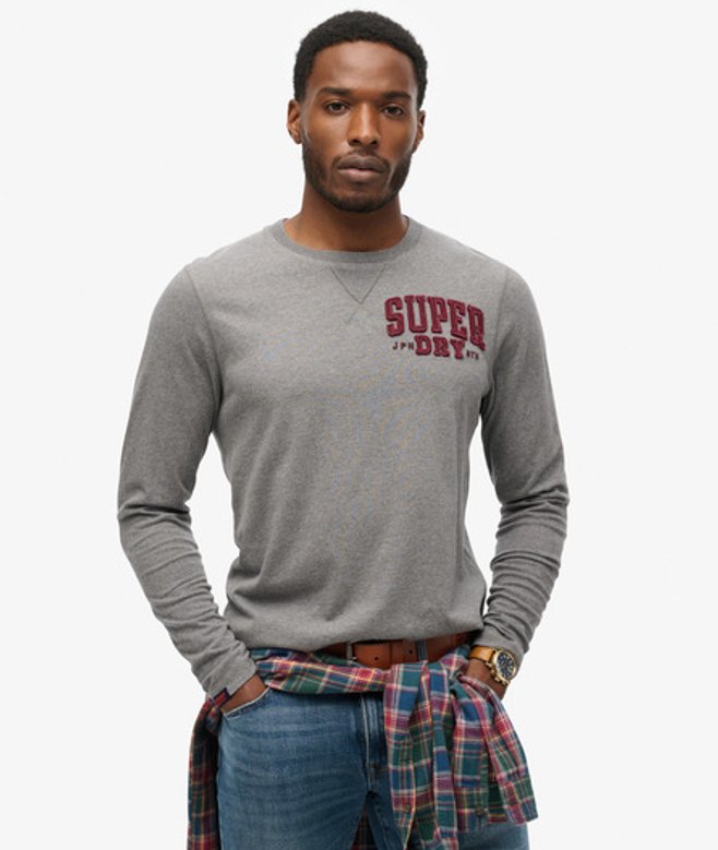 Superdry & Co Men’s Vintage Athletic Long Sleeve Top Dark Grey Mid Grey Marl – Size: Superdry & Co Men’s Vintage Athletic Long Sleeve Top Dark Grey Mid Grey Marl – Size: