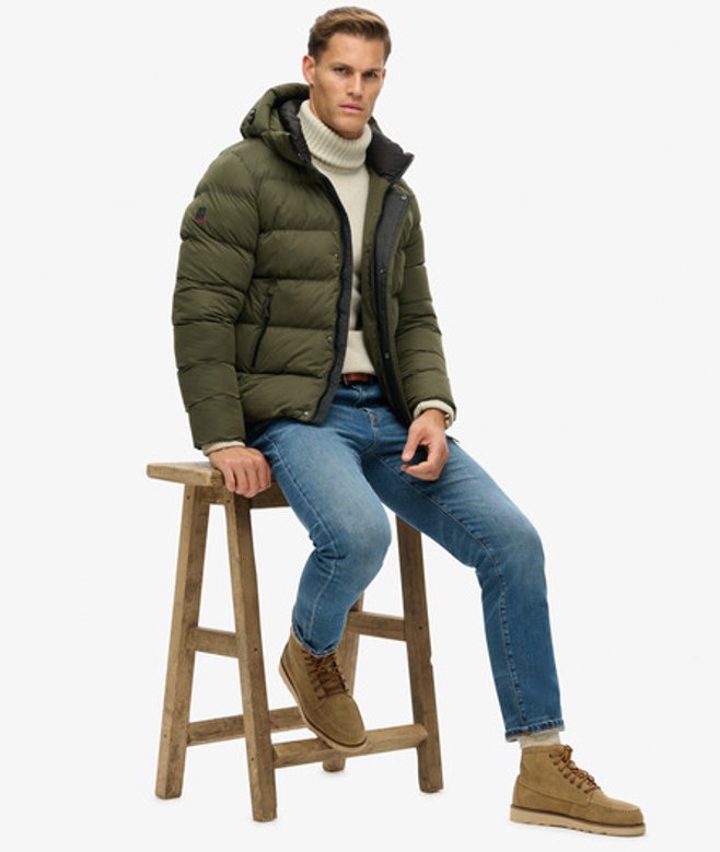 Superdry & Co Men’s Hooded Microfibre Sport Puffer Jacket Khaki Army Khaki – Size: Superdry & Co Men’s Hooded Microfibre Sport Puffer Jacket Khaki Army Khaki – Size: