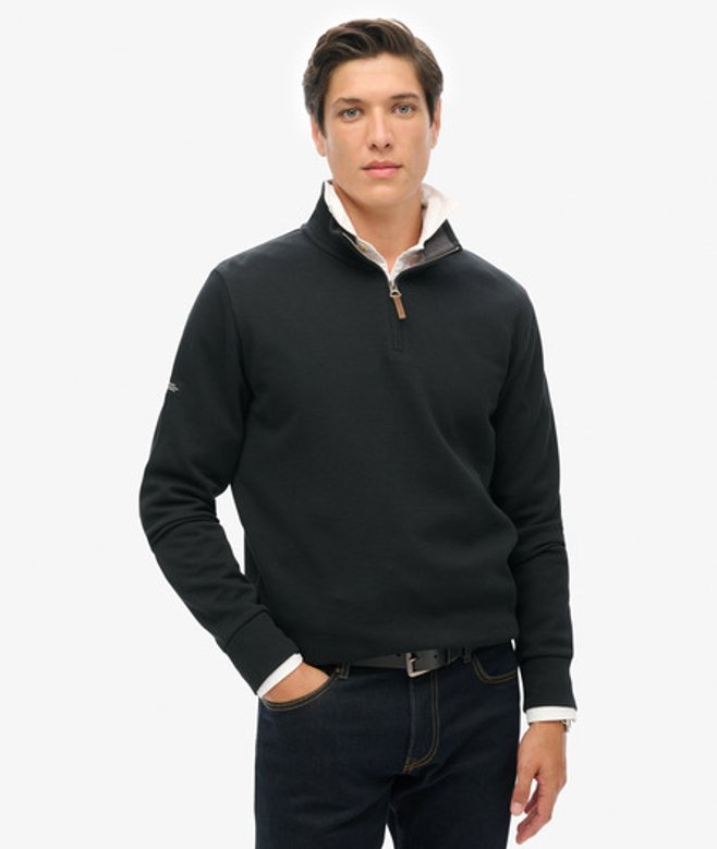 Superdry & Co Men’s Core Pique Half Zip Sweatshirt Black Jet Black – Size: Superdry & Co Men’s Core Pique Half Zip Sweatshirt Black Jet Black – Size: