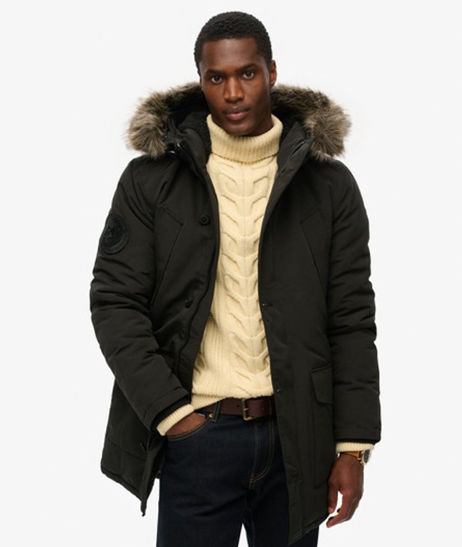 Superdry & Co Men’s Everest Faux Fur Hooded Parka Coat Dark Grey Jet Black – Size: Xxl Superdry & Co Men’s Everest Faux Fur Hooded Parka Coat Dark Grey Jet Black – Size: Xxl