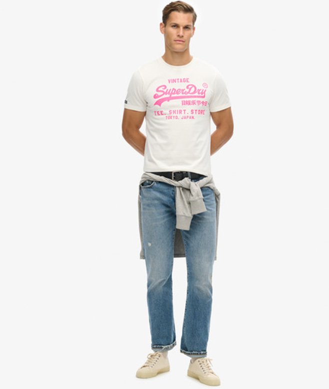 Superdry & Co Men’s Neon Vintage Logo Graphic shirt Cream Ecru – Size: Superdry & Co Men’s Neon Vintage Logo Graphic shirt Cream Ecru – Size: