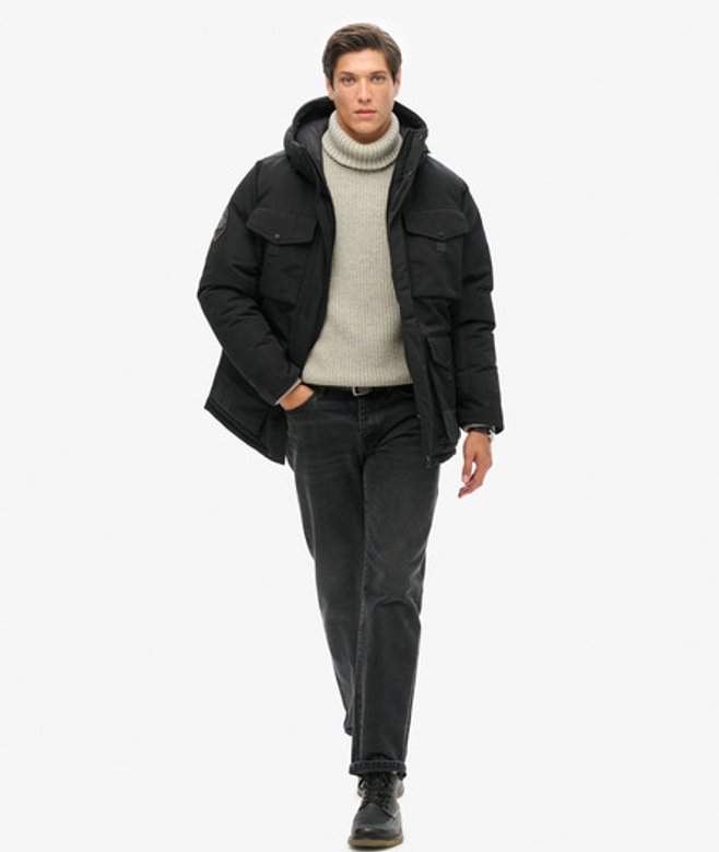 Superdry & Co Men’s Everest Tactical Parka Jacket Black Jet Black – Size: Superdry & Co Men’s Everest Tactical Parka Jacket Black Jet Black – Size: