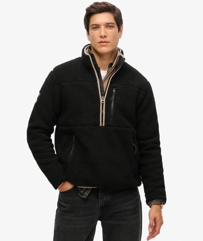 Superdry & Co Men’s Outdoor Half Zip Sherpa Fleece Black Contrast Black – Size: Superdry & Co Men’s Outdoor Half Zip Sherpa Fleece Black Contrast Black – Size: