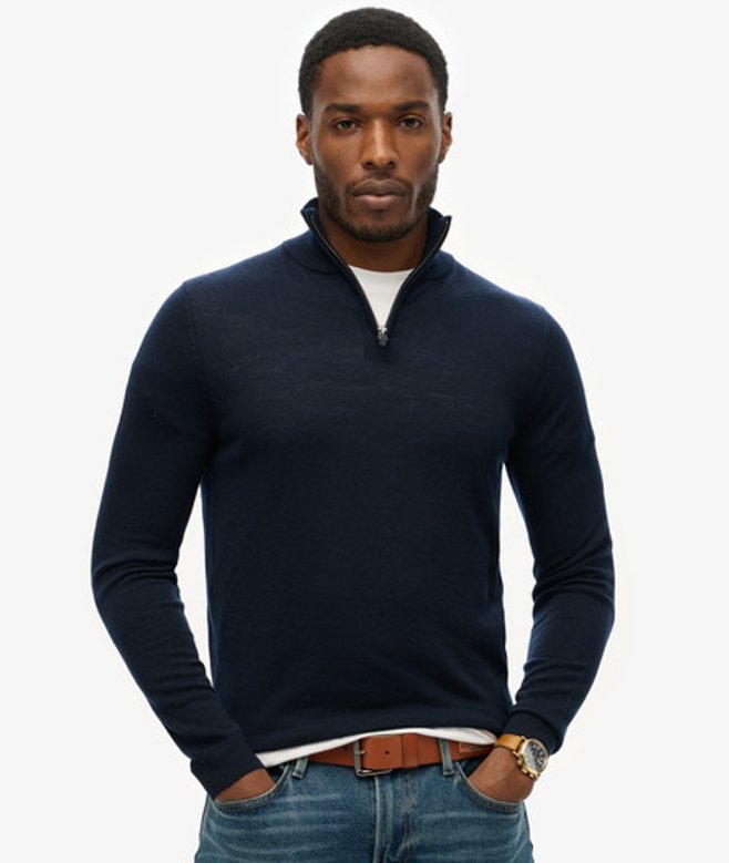 Superdry & Co Men’s Merino Half Zip Jumper Navy Eclipse Navy – Size: Superdry & Co Men’s Merino Half Zip Jumper Navy Eclipse Navy – Size: