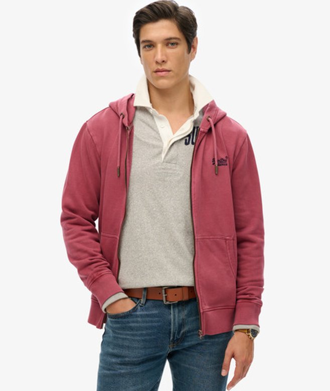Superdry & Co Men’s Essential Logo Washed Zip Hoodie Burgundy Washed Rich Burgundy – Size: Superdry & Co Men’s Essential Logo Washed Zip Hoodie Burgundy Washed Rich Burgundy – Size:
