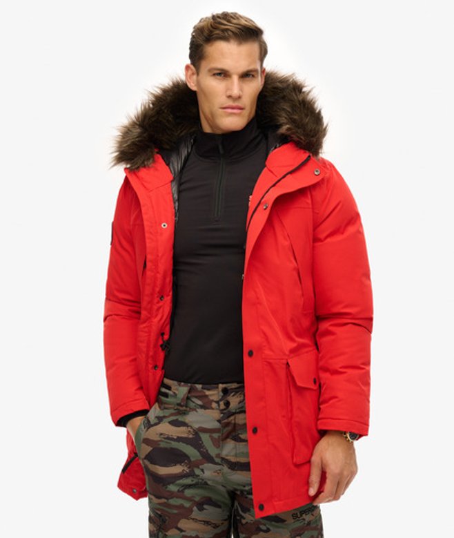 Superdry & Co Men’s Everest Down Snow Parka Coat Red Apple Red – Size: Superdry & Co Men’s Everest Down Snow Parka Coat Red Apple Red – Size: