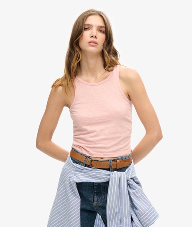Superdry & Co Ladies Slim Fit Ruched Tank Top, Pink, Size: Superdry & Co Ladies Slim Fit Ruched Tank Top, Pink, Size: