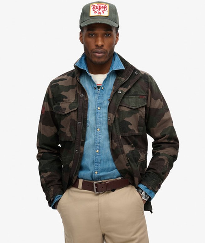 Superdry & Co Men’s Rookie Military Jacket Green Troops Camo Green – Size: