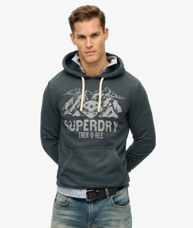 Superdry & Co Men’s Lo-fi Outdoor Mono Relaxed Hoodie Navy Eclipse Navy Marl – Size: