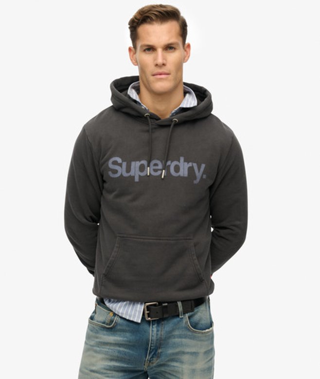 Superdry & Co Men’s Core Logo City Hoodie Black Washed Black – Size: