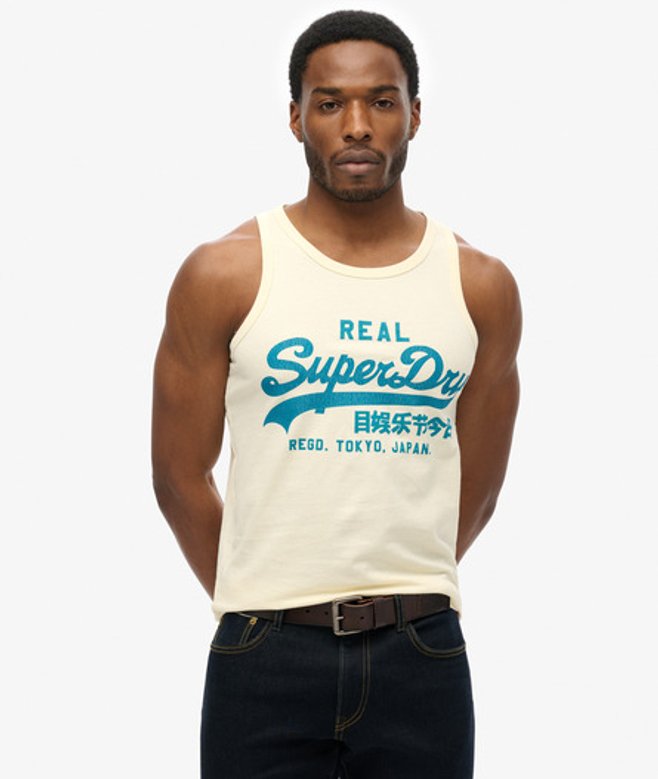 Superdry & Co Men’s Vintage Logo Cali Vest White Off White – Size: