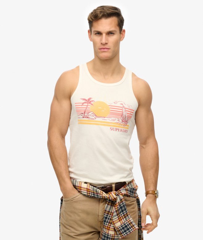 Superdry & Co Men’s Outdoor Stripe Vest Cream – Size: