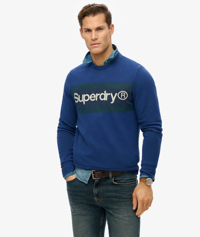 Superdry & Co Men’s Core Logo Stripe Relaxed Crew Sweatshirt Navy Supermarine Navy – Size: Xxl Superdry & Co Men’s Core Logo Stripe Relaxed Crew Sweatshirt Navy Supermarine Navy – Size: Xxl