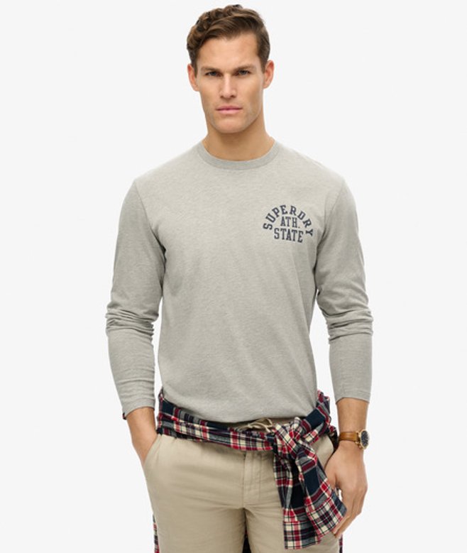 Superdry & Co Men’s Athletic Essentials Long Sleeve Top Grey Grey Marl – Size: Superdry & Co Men’s Athletic Essentials Long Sleeve Top Grey Grey Marl – Size: