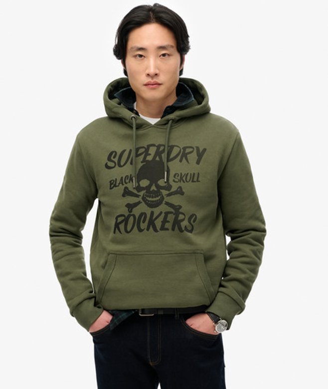 Superdry & Co Men’s Black Skull Hoodie Green Army Green – Size: Superdry & Co Men’s Black Skull Hoodie Green Army Green – Size: