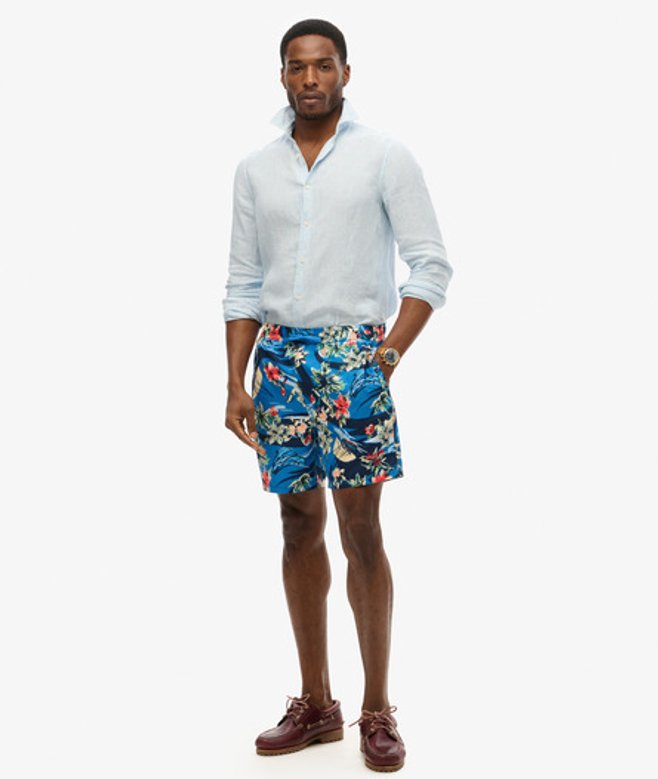 Superdry & Co Men’s Recycled Hawaiian Print – Swim Shorts Blue Dolphin Ocean Blue – Size: Superdry & Co Men’s Recycled Hawaiian Print – Swim Shorts Blue Dolphin Ocean Blue – Size: