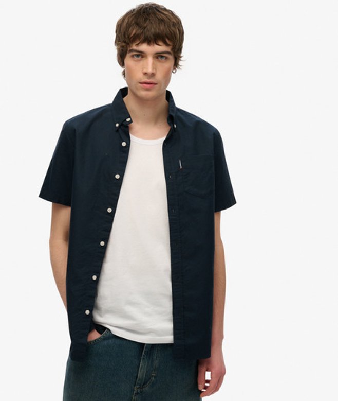 Superdry & Co Men’s Oxford Short Sleeve Shirt Navy Eclipse Navy – Size: Superdry & Co Men’s Oxford Short Sleeve Shirt Navy Eclipse Navy – Size: