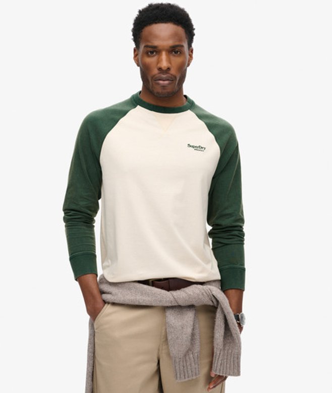 Superdry & Co Men’s Essential Logo Baseball Long Sleeve Top Green Oatmealenamel Green – Size: Xxl Superdry & Co Men’s Essential Logo Baseball Long Sleeve Top Green Oatmealenamel Green – Size: Xxl