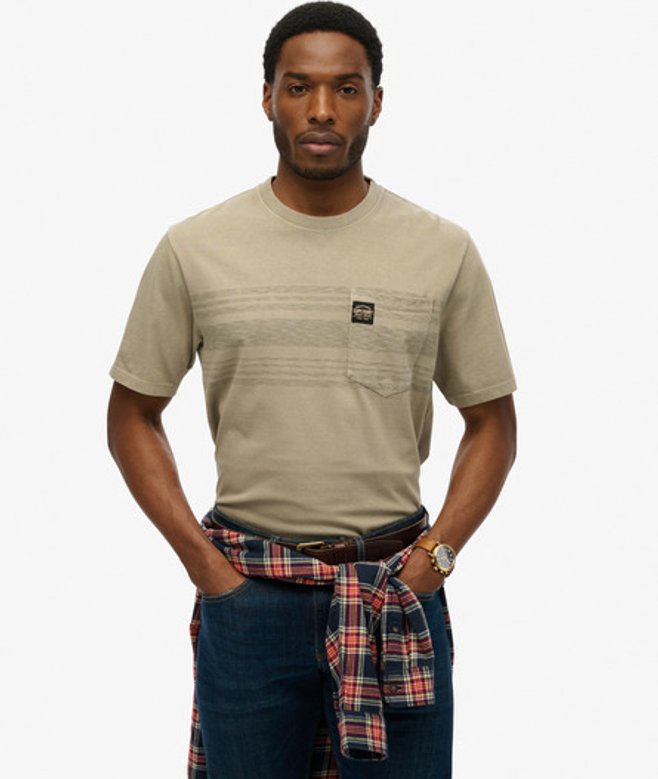 Superdry & Co Men’s Contrast Stripe Pocket shirt Khaki Washed Vintage Khaki – Size: Superdry & Co Men’s Contrast Stripe Pocket shirt Khaki Washed Vintage Khaki – Size: