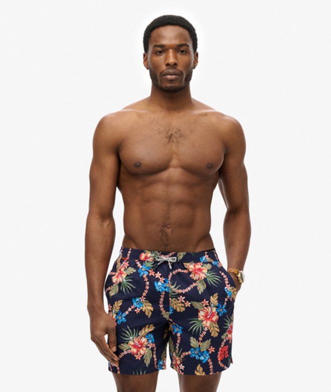 Superdry & Co Men’s Hawaiian Print -Inch Swim Shorts Navy Tropical Chain Navy – Size: Superdry & Co Men’s Hawaiian Print -Inch Swim Shorts Navy Tropical Chain Navy – Size: