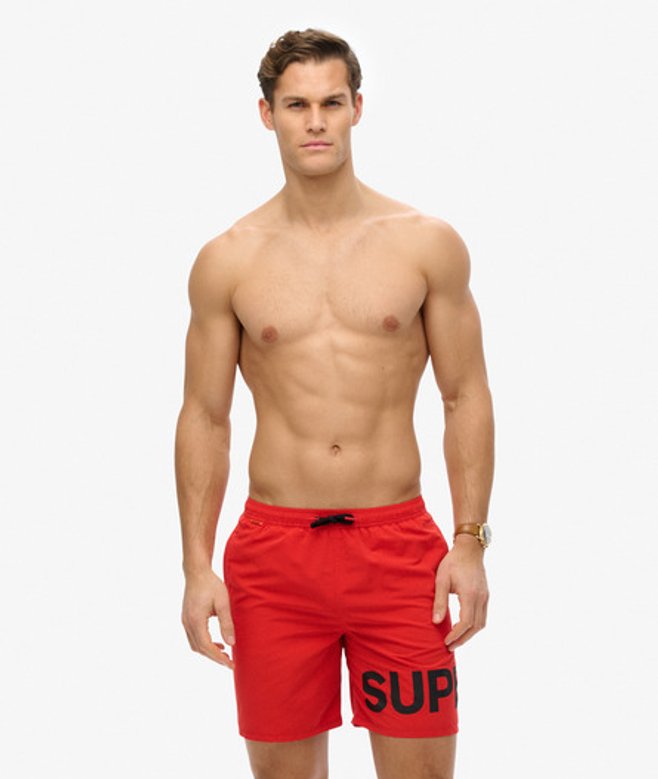 Superdry & Co Men’s Graphic -Inch Swim Shorts Red Drop Kick Red – Size: Superdry & Co Men’s Graphic -Inch Swim Shorts Red Drop Kick Red – Size: