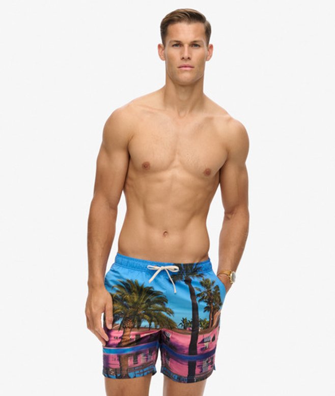 Superdry & Co Men’s Photographic – Recycled Swim Shorts Blue Palm Blue – Size: