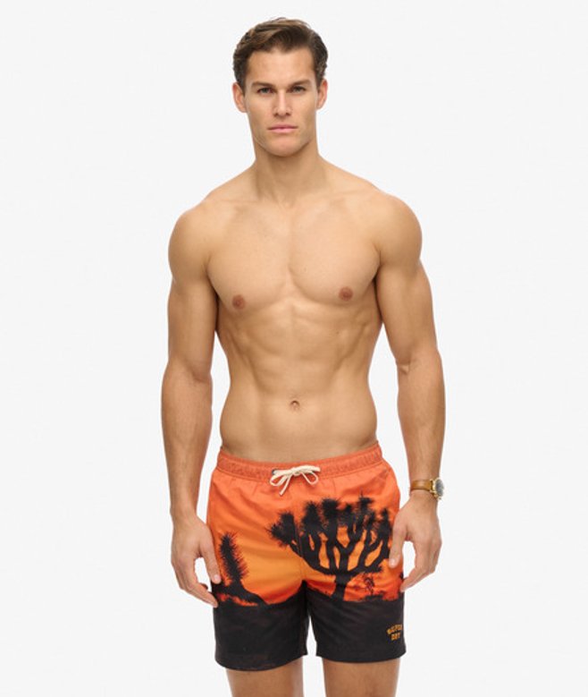 Superdry & Co Men’s Photographic – Recycled Swim Shorts Orange Sunset Orange – Size: