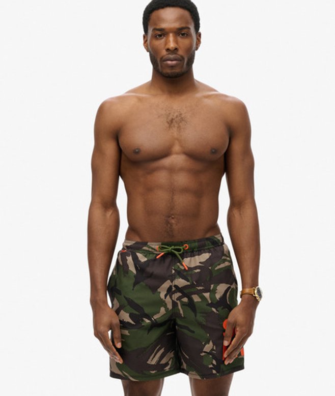 Superdry & Co Men’s Sportswear Logo -Inch Swim Shorts Green Para Camo – Size: