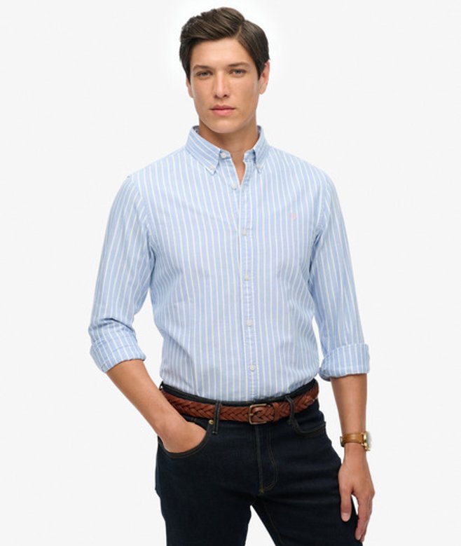 Superdry & Co Men’s Classic Oxford Long Sleeve Shirt Blue Broker Blue Stripe – Size: Superdry & Co Men’s Classic Oxford Long Sleeve Shirt Blue Broker Blue Stripe – Size: