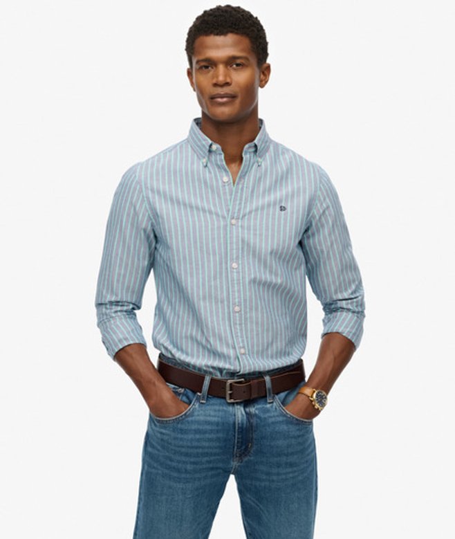 Superdry & Co Men’s Classic Oxford Long Sleeve Shirt Navy Marine Navy Stripepeppermint – Size: Superdry & Co Men’s Classic Oxford Long Sleeve Shirt Navy Marine Navy Stripepeppermint – Size: