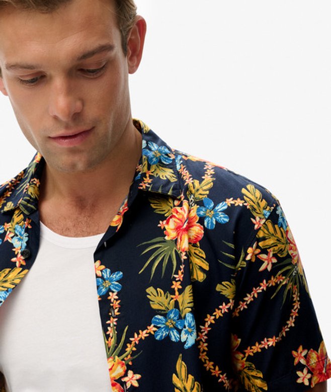 Superdry & Co Men’s Hawaiian Printed Shirt Navy Tropical Chain Navy – Size: Xxl Superdry & Co Men’s Hawaiian Printed Shirt Navy Tropical Chain Navy – Size: Xxl