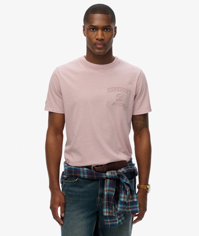 Superdry & Co Men’s Athletic Embossed Relaxed shirt White Dusky Pink – Size: Superdry & Co Men’s Athletic Embossed Relaxed shirt White Dusky Pink – Size: