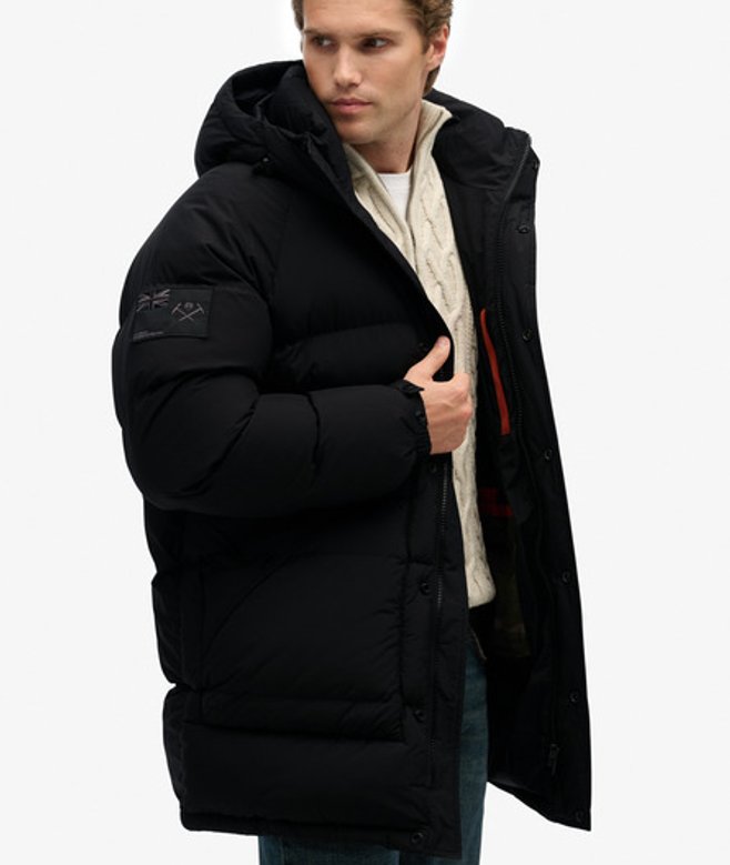 Superdry & Co Men’s Xpd Long Baffle Parka Jacket Black Jet Black – Size: Superdry & Co Men’s Xpd Long Baffle Parka Jacket Black Jet Black – Size: