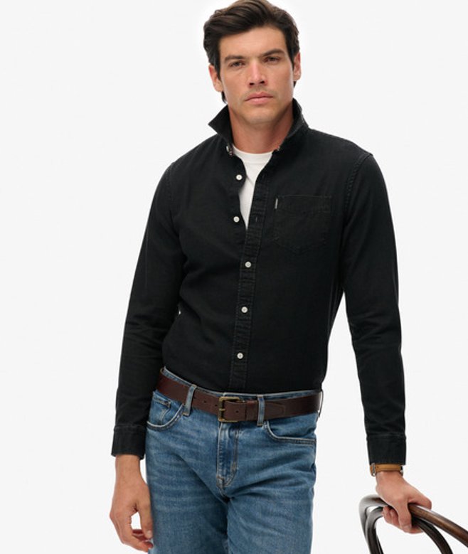 Superdry & Co Men’s Essential Long Sleeve Denim Shirt Black Jet Black – Size: Xxl Superdry & Co Men’s Essential Long Sleeve Denim Shirt Black Jet Black – Size: Xxl