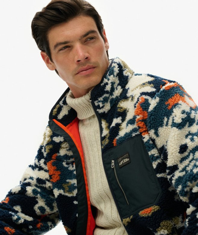 Superdry & Co Men’s Printed Zip Through Fleece Green Lichen Print – Size: