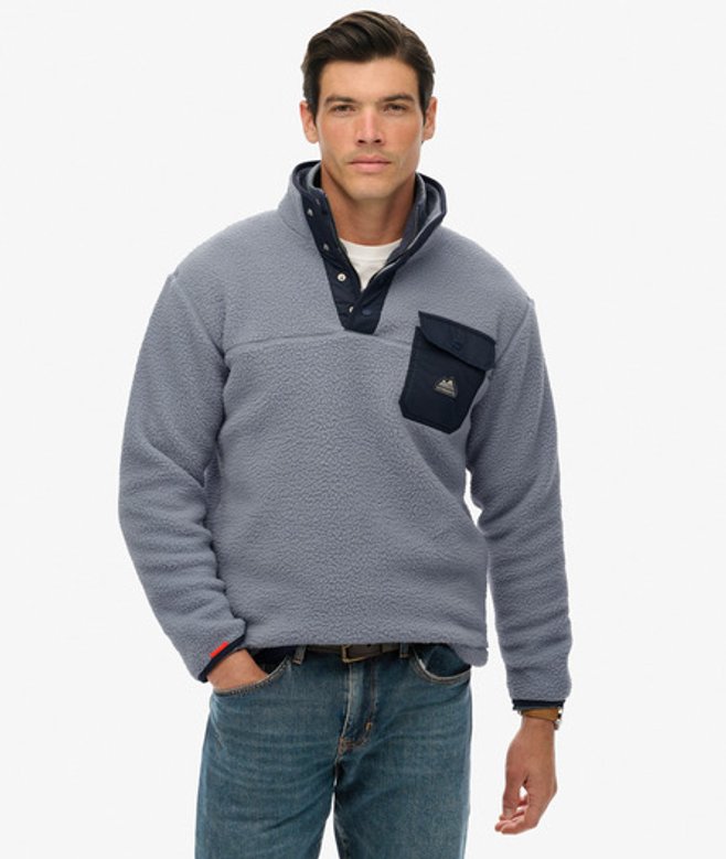 Superdry & Co Men’s Fuji Popper Neck Fleece Blue Washed Denim Blue – Size: Xxl Superdry & Co Men’s Fuji Popper Neck Fleece Blue Washed Denim Blue – Size: Xxl