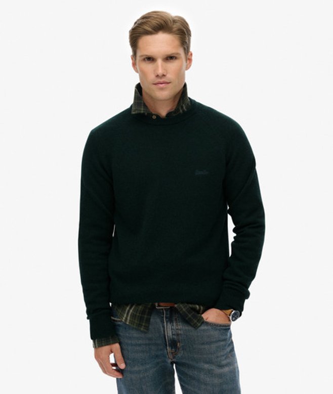 Superdry & Co Men’s Wool Blend Jumper Green Forest Green Marl – Size: Superdry & Co Men’s Wool Blend Jumper Green Forest Green Marl – Size: