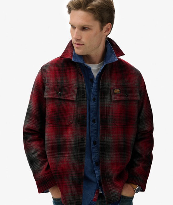 Superdry & Co Men’s Wool Blend Miller Overshirt Red Western Ombre Red – Size: Superdry & Co Men’s Wool Blend Miller Overshirt Red Western Ombre Red – Size: