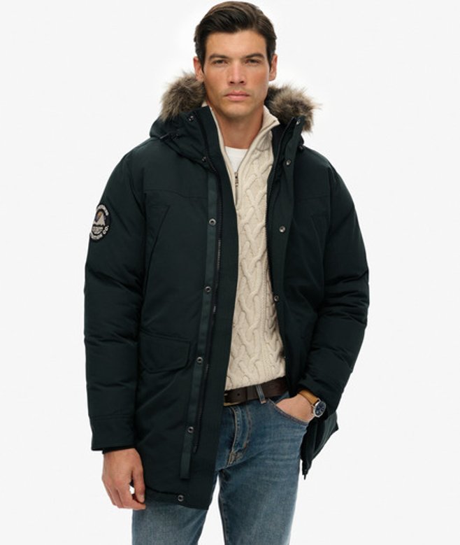 Superdry & Co Men’s Everest Faux Fur Parka Jacket Green Cedar Dark Green – Size: Superdry & Co Men’s Everest Faux Fur Parka Jacket Green Cedar Dark Green – Size: