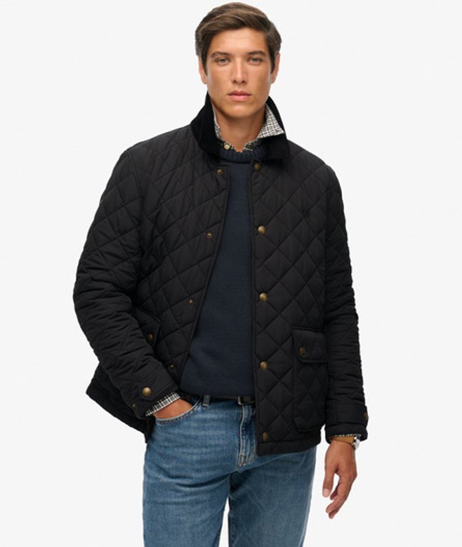 Superdry & Co Men’s Quilted Estate Coach Jacket Black Meteorite Black – Size: