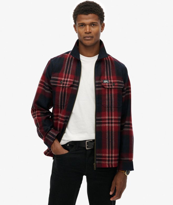 Superdry & Co Men’s Wool Blend Miller Zip Overshirt Navy Michigan Check Navy – Size: Superdry & Co Men’s Wool Blend Miller Zip Overshirt Navy Michigan Check Navy – Size: