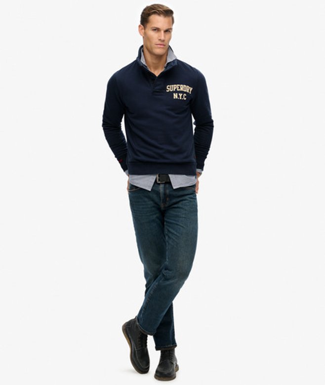 Superdry & Co Men’s Vintage Athletic Henley Sweatshirt Navy Classic Navy – Size: Xxl